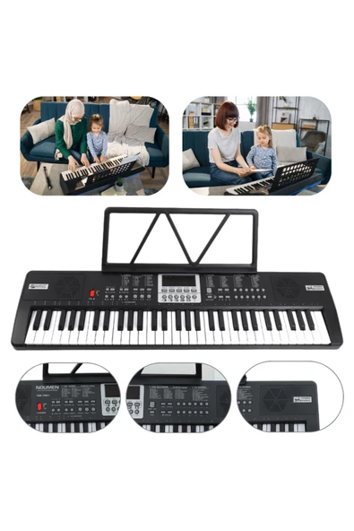 MultiZone Mikrofonlu Piyano Org 61 Tuşlu Elektronik Taşınabilir Adaptör Ritimli Demolu Keyboard ürün görseli 1