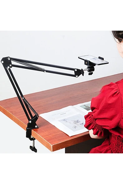 MultiZone 360° Ayarlanabilir Teleskopik Metal Masaüstü Telefon Tablet Tutucu Stand Yayıncı Dostu ürün görseli 1