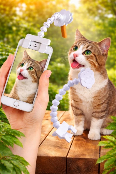 MultiZone Evcil Hayvan Dikkat Çekici Çubuk Fotoğraf Çekim Aparatı Telefon Tutucu Klipsli Selfie Aparatı ürün görseli 1