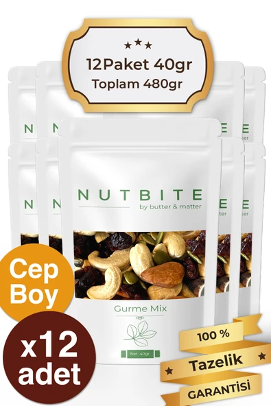 NUTBITE 12'li Cep Boy Gurme Mix - 12 x 40gram cep boy paketler - Sağlıklı Atıştırmalık ürün görseli 1