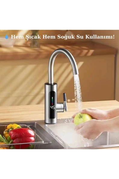 MultiZone 3000W Anında Isıtan Elektrikli Mutfak Su Isıtıcı Musluk Paslanmaz Çelik Sıcak Soğuk ürün görseli 1