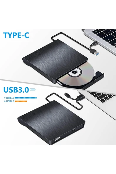 MultiZone Harici DVD RW CD DVD Yazıcı Okuyucu Ultra İnce Taşınabilir USB 3.0 Type-C Optik Sürücü ürün görseli 1