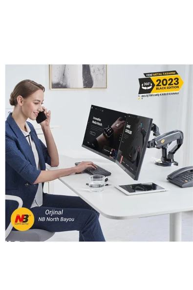 MultiZone North Bayou Nb F160 17-27 " Çift Kol Amortisörlü Monitör Tutucu Kol ürün görseli 1