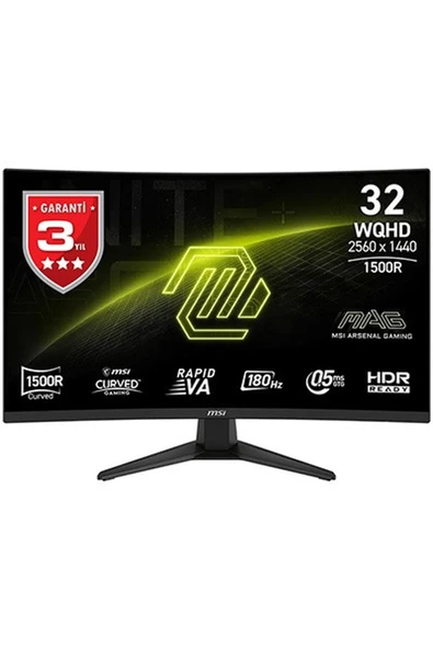 MSI 31.5" MAG 321CQF E18 2560x1440 (WQHD) CURVE 1500R RAPID VA 180HZ 0.5MS FREESYNC GAMING MONITOR ürün görseli 1