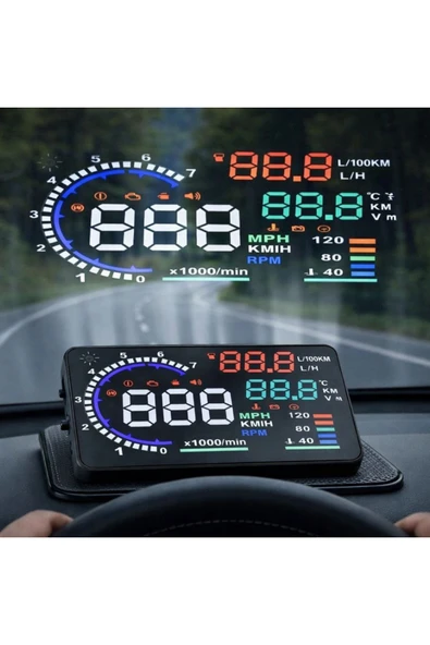 MultiZone Araç Göstergesi OBD2 HUD Honda Ford Opel Hyundai Peugeot Dijital Ekran Hararet Hız Devir ürün görseli 1