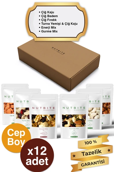 NUTBITE 12'li Cep Boy Çiğ Karışık Paket - 12 x 40gr Cep Boy - Doğal Sağlıklı Atıştırmalık ürün görseli 1