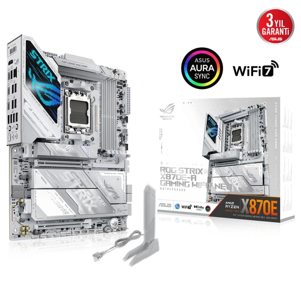 ASUS ROG STRIX X870E-A GAMING WIFI7 NEO, 4xDDR5,  4xM.2, HDMI, DP, Type-C, PCIe 5.0, 2xWi-Fi 7, Bluetooth v5.4, AM5 Soket GAMING Anakart ürün görseli 1
