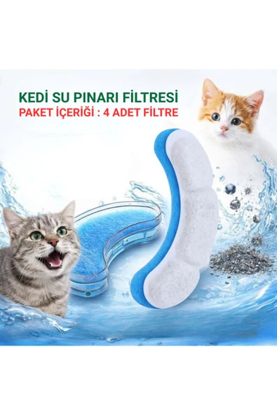 MultiZone Kedi Su Pınarı Çeşmesi Şelalesi Filtresi Aktif Karbonlu 4 Adet Kedi Yedek Filtre Seti ürün görseli 1