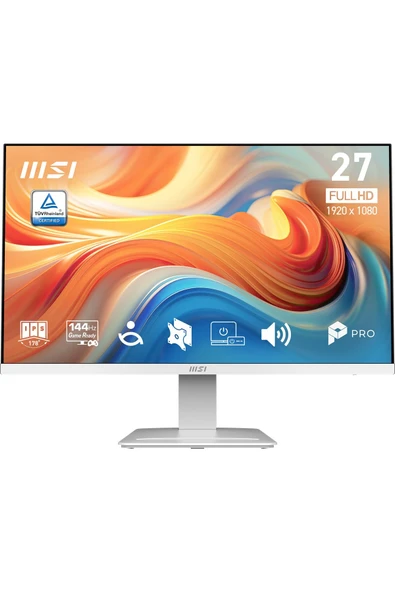 MSI 27" PRO MP273W E14A 1920x1080 (FHD) 16:9 FLAT IPS 144HZ 1MS (MPRT) FREESYNC BEYAZ MONITOR ürün görseli 1