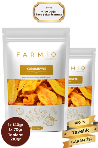 FARMİO Şekersiz Kurutulmuş Mango – 210gr – Doğal ve Katkısız ürün görseli 1