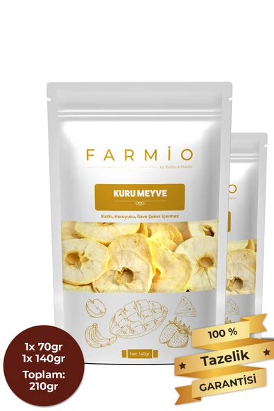 FARMİO Şekersiz Kurutulmuş Elma – 210gr – Doğal ve Katkısız ürün görseli 1