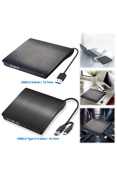 MultiZone USB 3.0 Type-C Harici CD DVD Yazıcı Okuyucu DVD-RW Windows Uyumlu ürün görseli 1