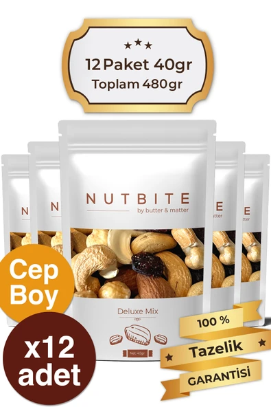 NUTBITE 12'li Cep Boy Deluxe Mix - 12 x 40gr Cep Boy - Hafif Atıştırmalık ürün görseli 1