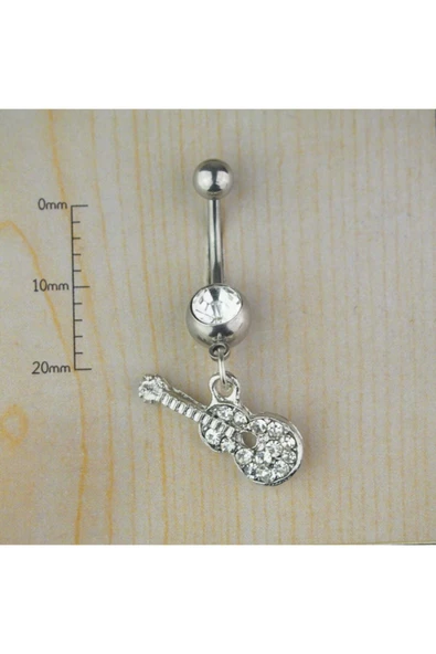 TAKIDAN Gitar Taşlı Cerrahi Çelik Göbek Piercing 10 Mm ürün görseli 1