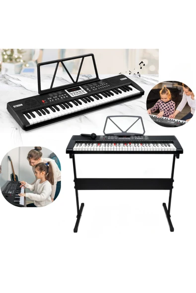 MultiZone Org Stantlı Piyano 61 Tuşlu Elektronik Kayıt Mikrofonlu Adaptör Ritimli Demolu Keyboard ürün görseli 1