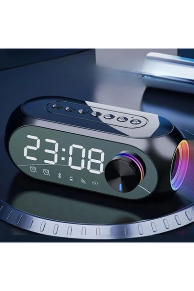 MultiZone S8 RGB Hd LED Işıklı Dijital Saat Alarm Şarjlı Bluetooth Bas Hoparlör MP3 FM Radyo ürün görseli 1