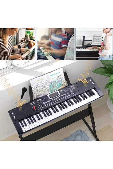 MultiZone 61 Tuşlu Elektronik Işıklı Dijital Çocuk Piyanosu Mikrofonlu Başlangıç Için Keyboard Demolu ürün görseli 1
