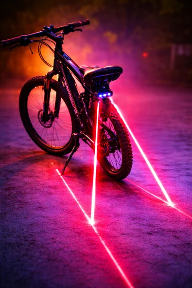 MultiZone Lazerli Bisiklet Arka Işık | LED Stop Lambası | Güvenlik Şeritli Lazer Işık | Pilli Bisiklet Lambası ürün görseli 1