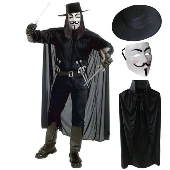 V For Vendetta Maskesi Şapka Pelerin Seti ürün görseli 1