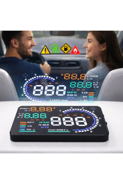 MultiZone Hayalet Gösterge Display Dijital Hız Ön Cam Yansıtmalı HUD OBD2 Sanal Panel Fonksiyonlu ürün görseli 1