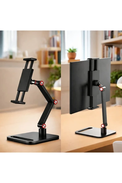 MultiZone 12-16 İnç Tablet iPad Telefon Monitör Tutucu Metal Stant 360° Döner Ayarlanır Universal ürün görseli 1