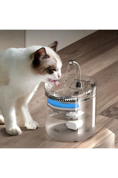 MultiZone Otomatik Scottish Kedi Köpek Su Pınarı Sessiz Şeffaf Su Çeşmesi 1.8L USB Ile Çalışır ürün görseli 1