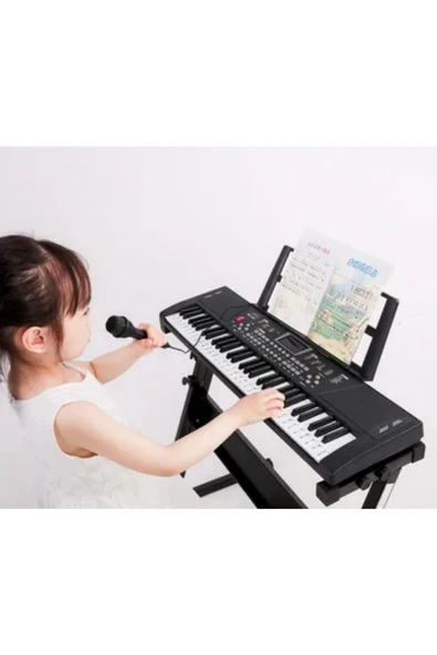 MultiZone 61 Tuşlu Elektronik Org Piyano Mikrofonlu Işıklı Adaptör Hediye Ritimli Demolu Keyboard ürün görseli 1