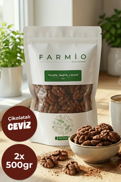 FARMİO Çikolata Kaplı Ceviz 1kg - Sütlü Çikolatalı Ceviz - 2x500gr ürün görseli 1