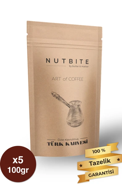 NUTBITE Premium Türk Kahvesi 500gr (5x100gr) - Özel Kavrulmuş - Art of Coffee ürün görseli 1
