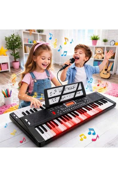 MultiZone Işıklı 61 Tuşlu Çocuk Piyanosu Mikrofonlu 5 Oktav Org Dijital Keyboard Demo ürün görseli 1