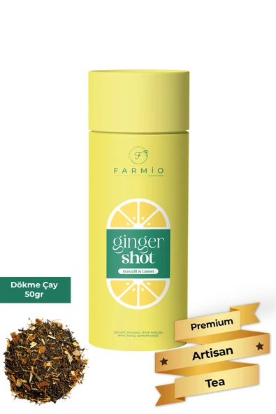 FARMİO GİNGER SHOT Çayı – 50gr – Premium Çay Deneyimi – Limon, Zencefil, Havuç, Aynısefa, Elma ürün görseli 1