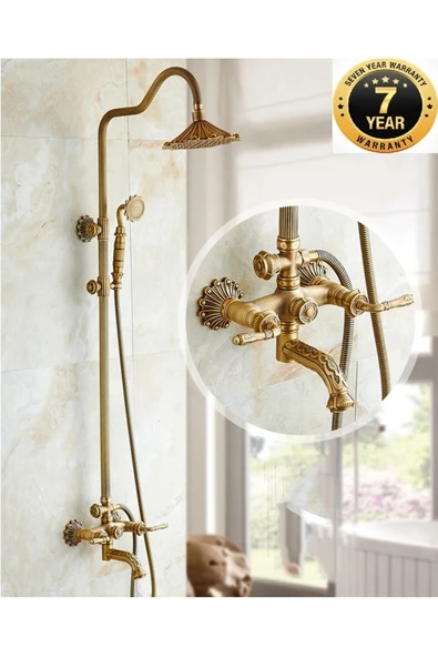Banyo Bataryası Duş Seti Antik Renk Desenli Yeni Lüx Model İthal 7 Yıl Garantili ürün görseli 1