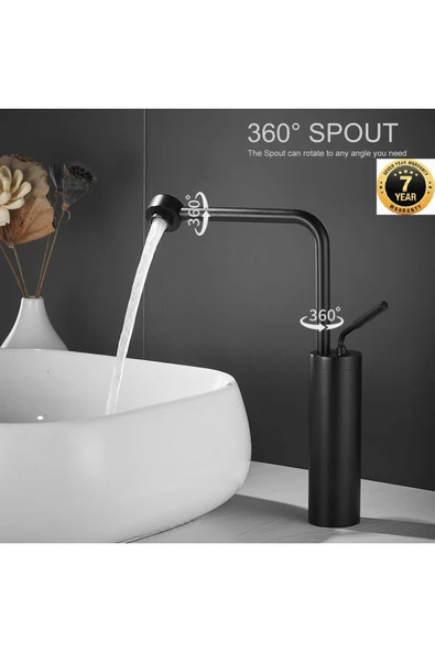 Banyo Çanak Lavabo Bataryası Yeni Model Tasarım Mat Siyah Renk 7 Yıl Garantili İthal ürün görseli 1