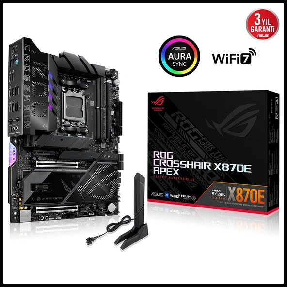 ASUS ROG CROSSHAIR X870E APEX, 2xDDR5, 5xM.2, 2xDP, Type-C, PCIe 5.0, 2xWi-Fi 7, Bluetooth v5.4, AM5 Soket GAMING Anakar ürün görseli 1