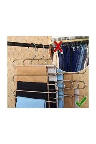 Askıcı Pantolon Askısı 5 Katlı Akıllı Pantolon Askısı Metal 1 Adet ürün görseli 1