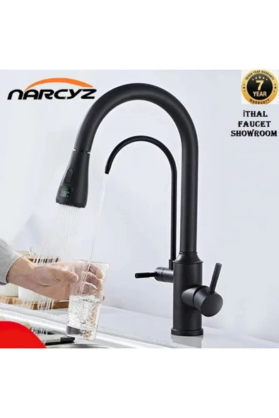 Mutfak Evye Bataryası Su Arıtma Çıkışlı Dijital Led Spiral+Fiskiyeli 7 Yıl Garantil Ithal Mat Siyah ürün görseli 1