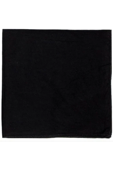 Karamel Bijuteri Düz Renk Siyah Kare Bandana ürün görseli 1