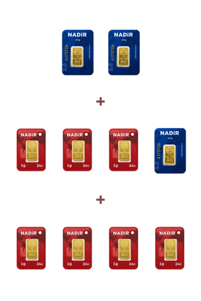 Nadir Gold 24 Ayar 14,5 Gram Külçe Altın (3 Adet 2,5 Gram Külçe Altın + 7 Adet 1 Gram Külçe Altın ) ürün görseli 1