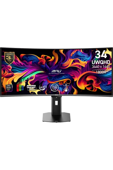 MSI 34 MPG 341CQR QD-OLED X36 3440x1440 UWQHD 21:9 CURVE 360HZ 0.03MS ADAPTIVE-SYNC GAMING MONITOR ürün görseli 1