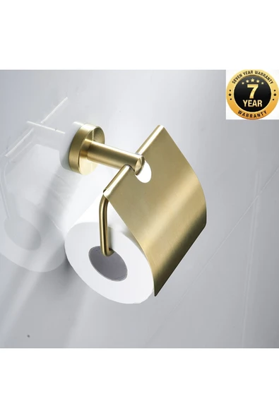 Banyo Lavabo Wc Kapaklı Tuvalet Kağıtlığı Mat Gold Renk İthal 7 Yıl Garantili İthal ürün görseli 1