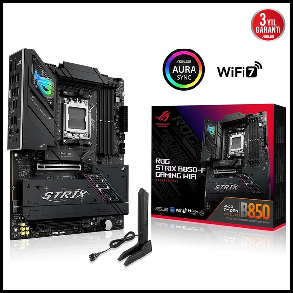 ASUS ROG STRIX B850-F GAMING WIFI7 NEO, 4xDDR5, 4x M2, HDMI, DP, 2xType-C, Wi-Fi 7, Bluetooth v5.4, AM5 Soket GAMING Ana ürün görseli 1