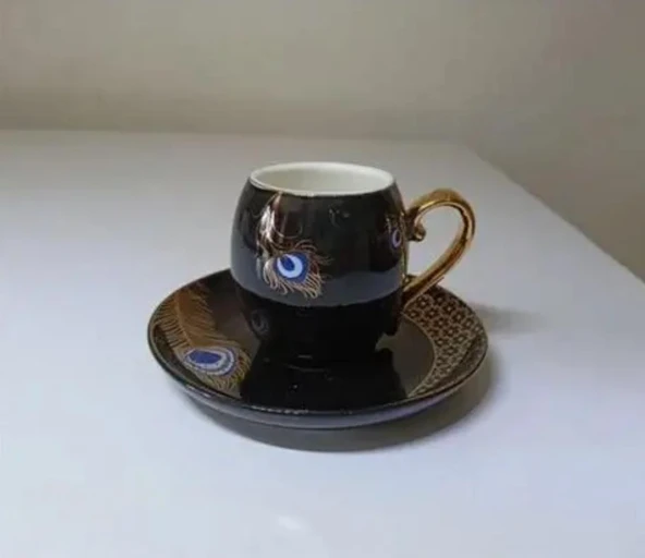Acar Good Luck Siyah 6'lı Porselen Kahve Fincan Takımı KAI-011694 ürün görseli 1