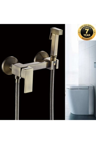 Banyo Bide Basınçlı Püskürtücü Taharet Musluğu Klozet Hortumu Antik Kare Model İthal 7 Yıl Garantili ürün görseli 1