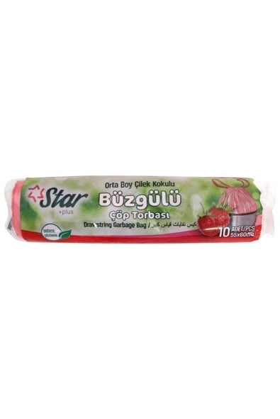Askıcı Büzgülü Çöp Poşeti Çilek Kokulu Orta Boy 55*60 3 Rulo ürün görseli 1