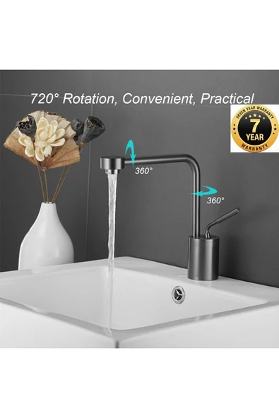 Banyo Lavabo Bataryası Yeni Model Tasarım Antrasit Renk 7 Yıl Garantili İthal ürün görseli 1