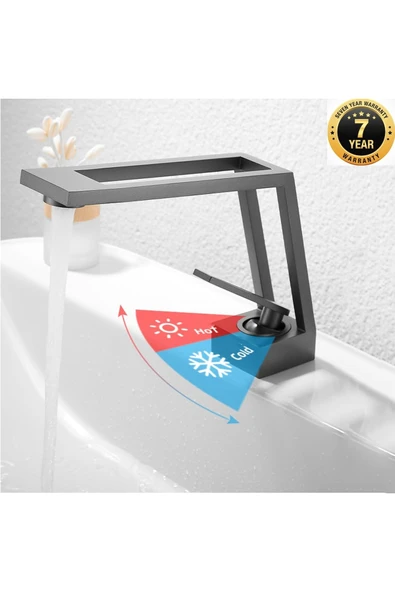 Banyo Lavabo Bataryası Tarz Model Yeni Tasarım Antrasit Renk 7 Yıl Garantili İthal ürün görseli 1