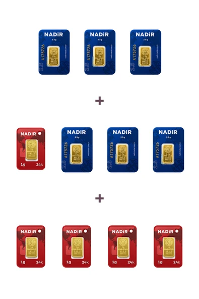 Nadir Gold 24 Ayar 20 Gram Külçe Altın (6 Adet 2,5 Gram Külçe Altın + 5 Adet 1 Gram Külçe Altın ) ürün görseli 1