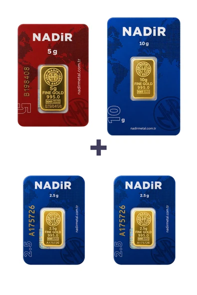 Nadir Gold 24 Ayar 20 Gram Altın (1 Ad 10 Gram Altın + 1 Ad 5 Gram Altın + 2 Ad 2,5 Gram Altın ) ürün görseli 1