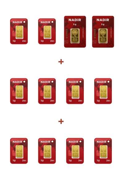 Nadir Gold 24 Ayar 20 Gram Külçe Altın (2 Adet 5 Gram Külçe Altın + 10 Adet 1 Gram Külçe Altın ) ürün görseli 1
