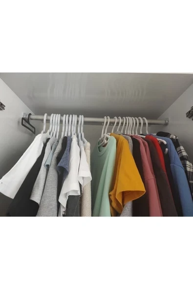Askıcı Beyaz Elbise Askısı Fular Askısı Gömlek Tişört Askısı Kırılmaz 12 Adetli Set ürün görseli 1